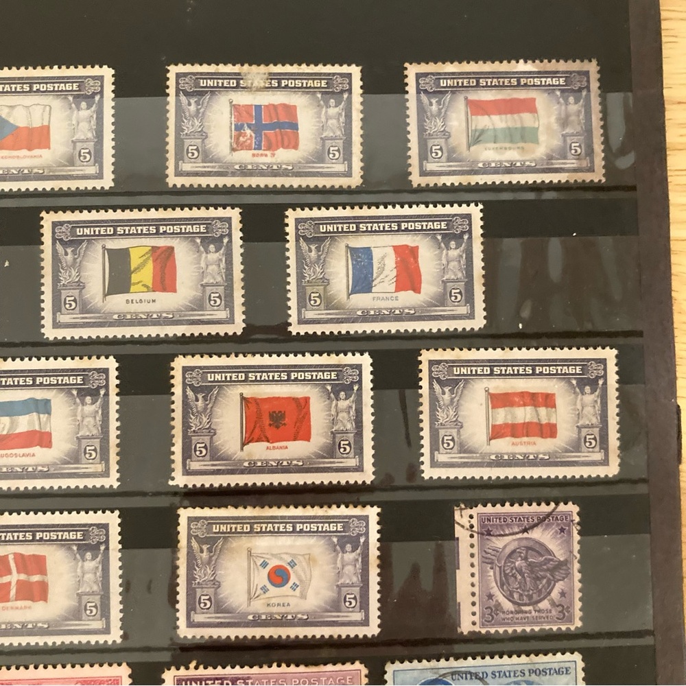 1940s Vintage Stamp Collection Page Ephemera US Stamps WWII Collectibles - Picture 5 of 15